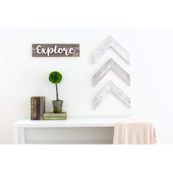 Barnwoodusa Rustic Farmhouse Decorative Chevron Arrow, Set of 3 (White Wash) 672713212751 - main